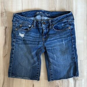 American Eagle Outfitters Women's Distressed Blue Denim Shorts